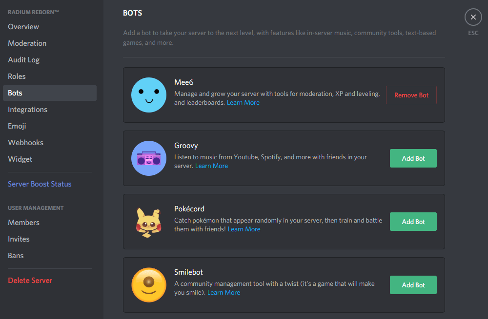 how to add bots on discord